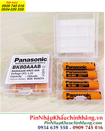 Panasonic BK80AAAB, Pin sạc 1.2v AAA750mAh Panasonic BK80AAAB chính hãng (Box 4viên)